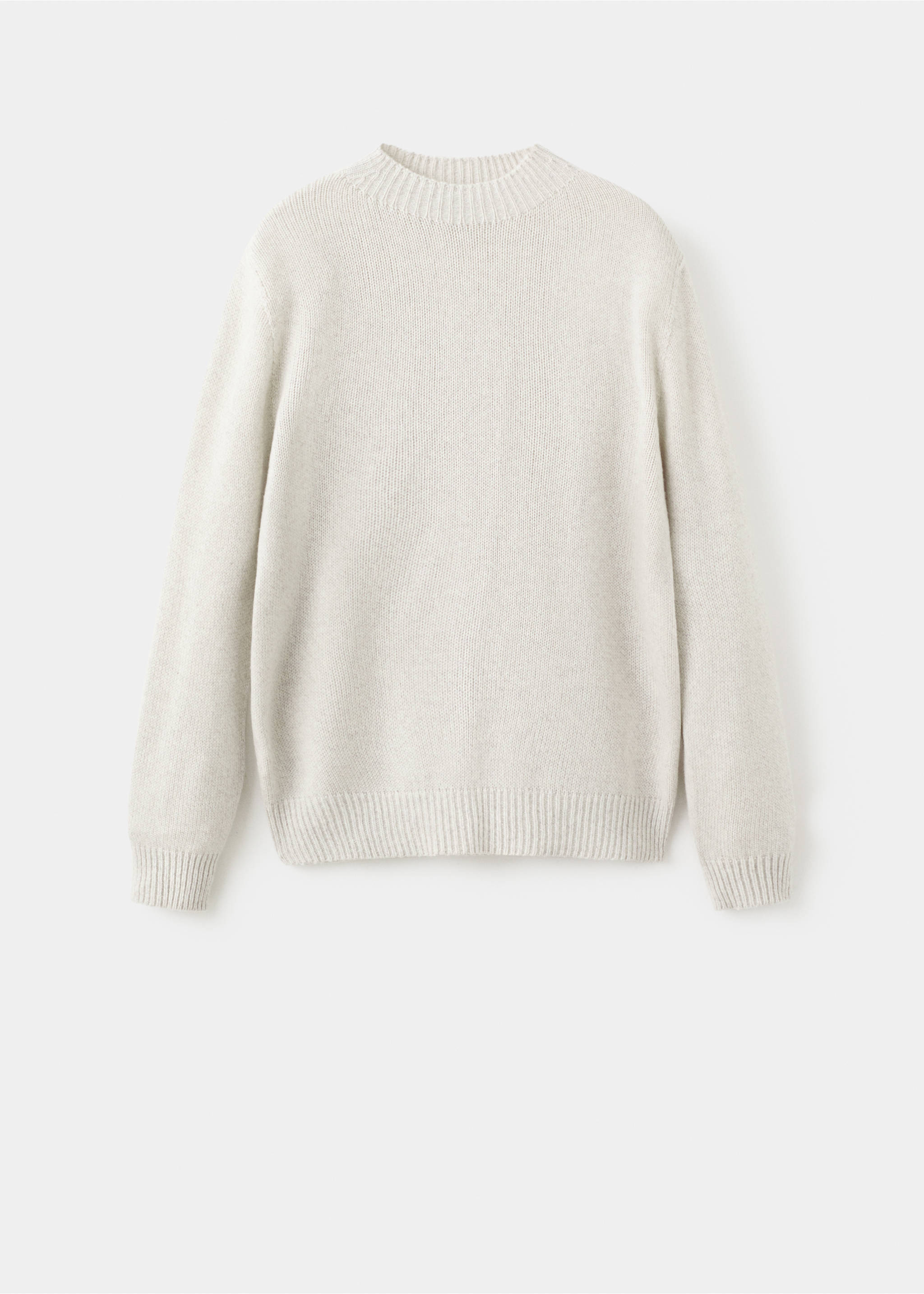 Ribbed-neck wool-blend sweater - Article without model, Ecru. Ref: 27031255-00.
