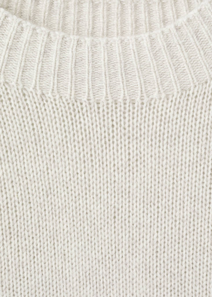 Ribbed-neck wool-blend sweater — Ecru