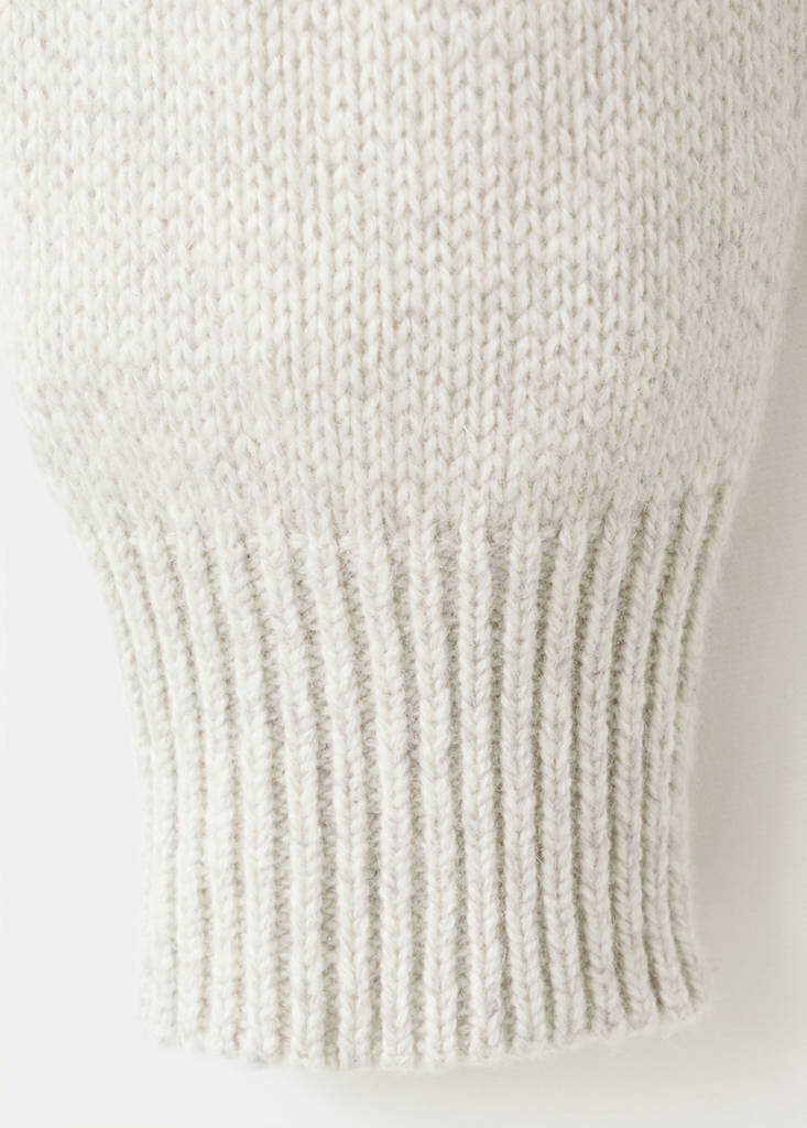 Ribbed-neck wool-blend sweater — Ecru