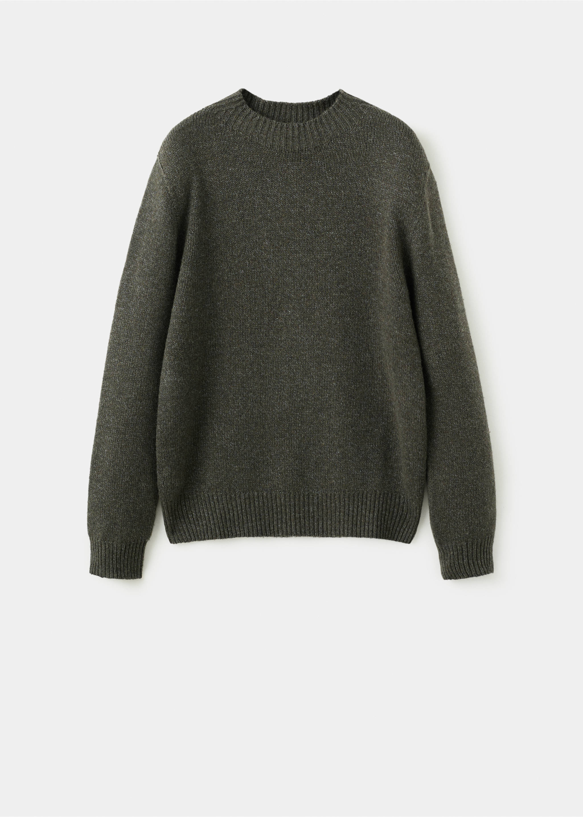 Ribbed-neck wool-blend sweater - Article without model, Khaki. Ref: 27031255-00.