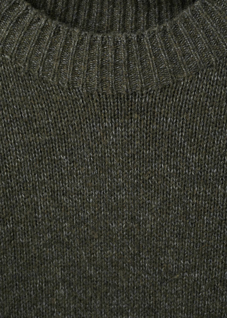 Ribbed-neck wool-blend sweater — Khaki