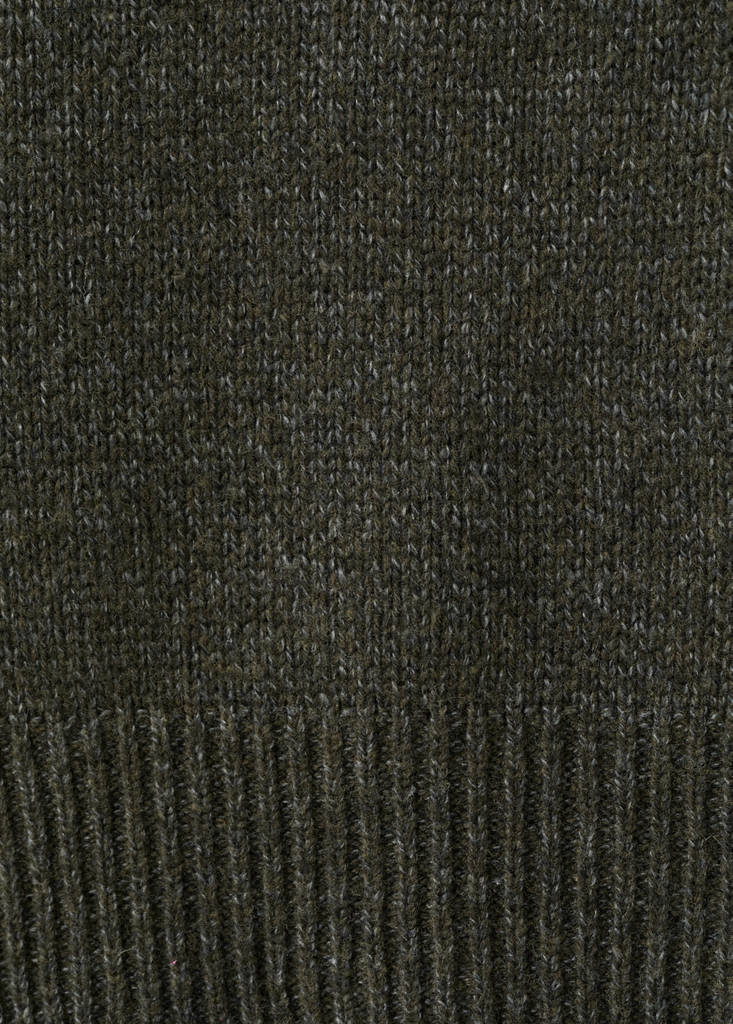 Ribbed-neck wool-blend sweater — Khaki