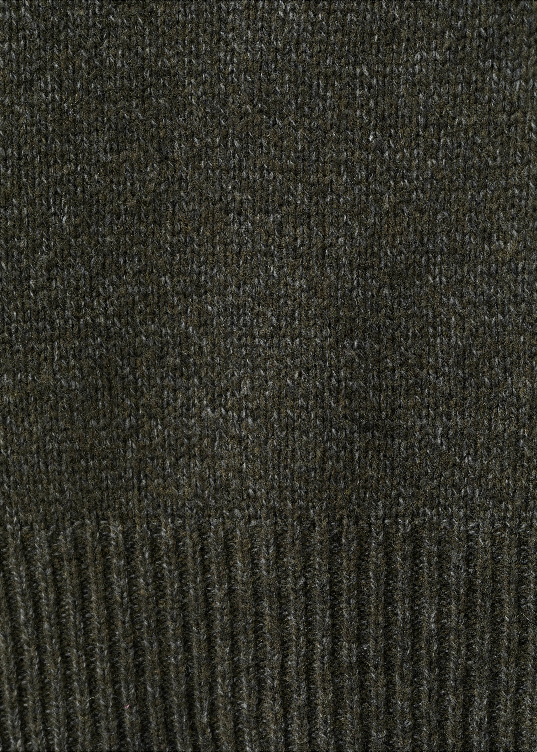 Ribbed-neck wool-blend sweater - Details of the article 0, Khaki. Ref: 27031255-00.