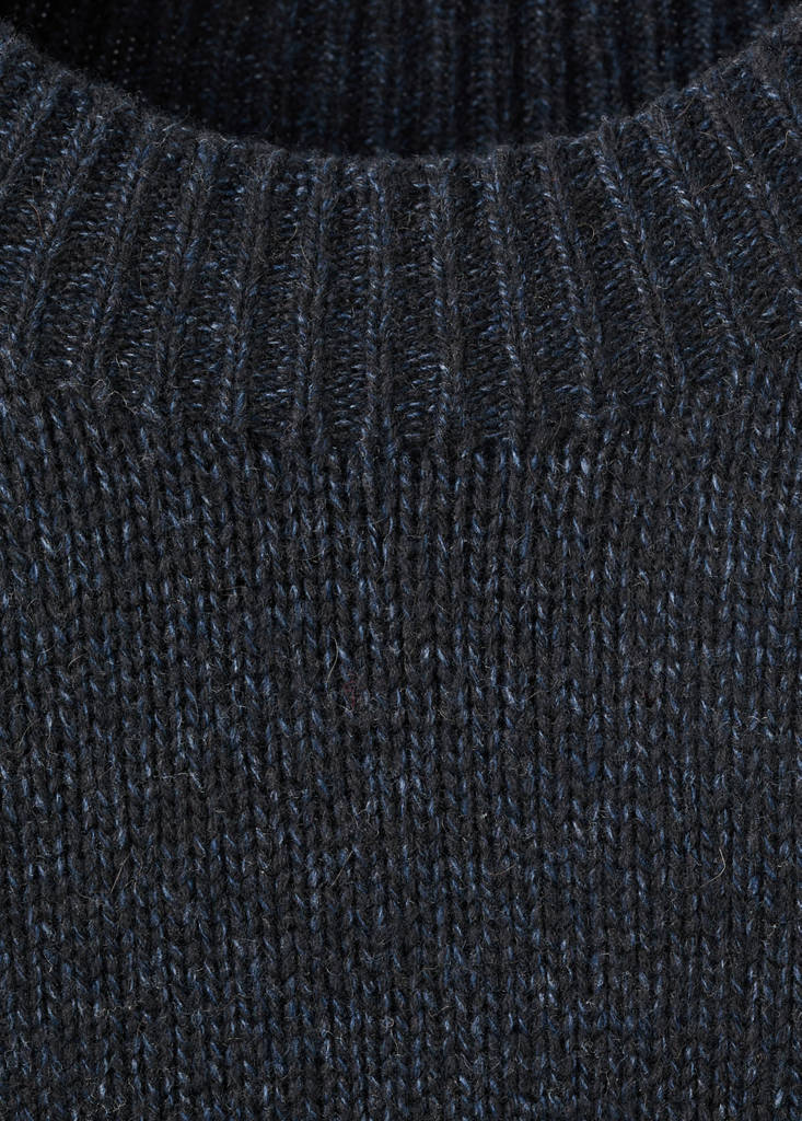Ribbed-neck wool-blend sweater — Navy