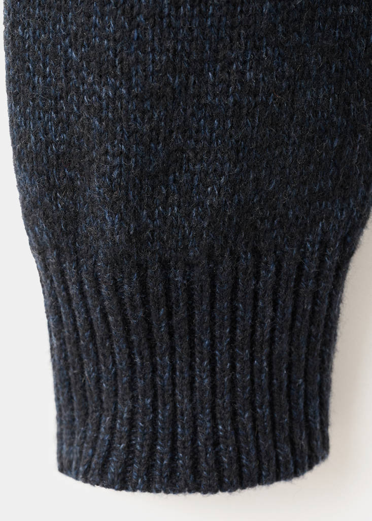 Ribbed-neck wool-blend sweater — Navy