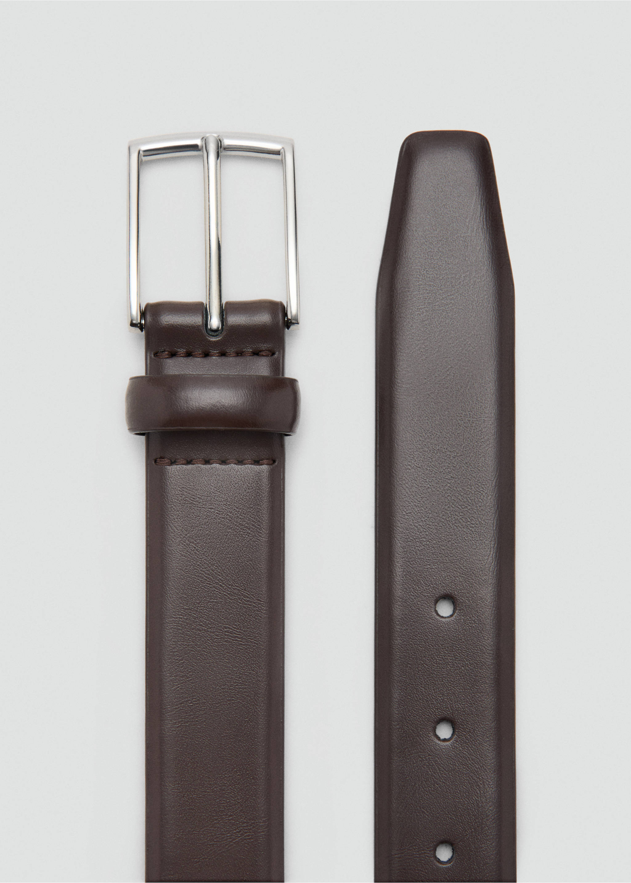 Buckle leather belt - Details of the article 1, Brown. Ref: 27031256-00.