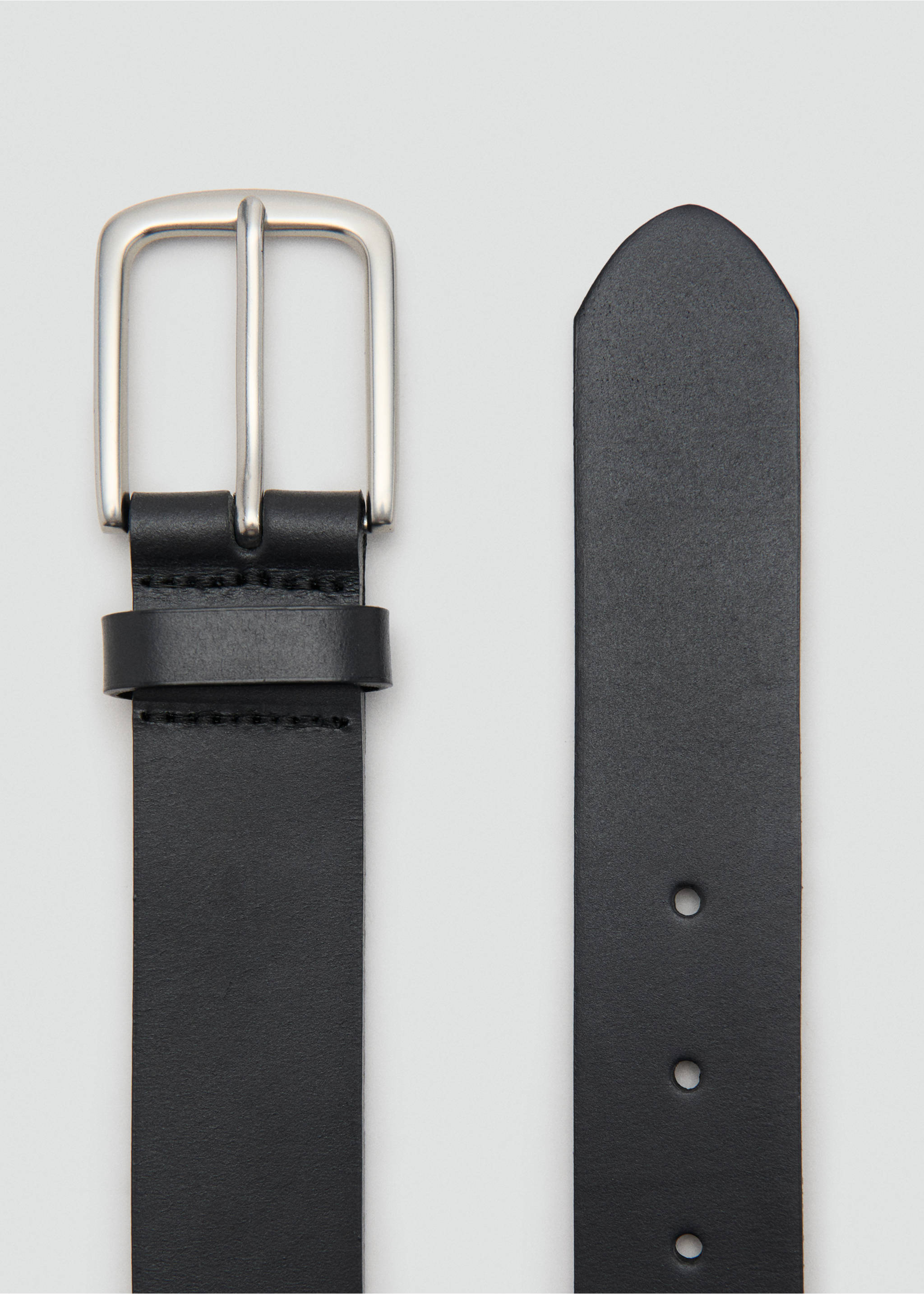 Buckle leather belt - Details of the article 1, Black. Ref: 27031258-00.