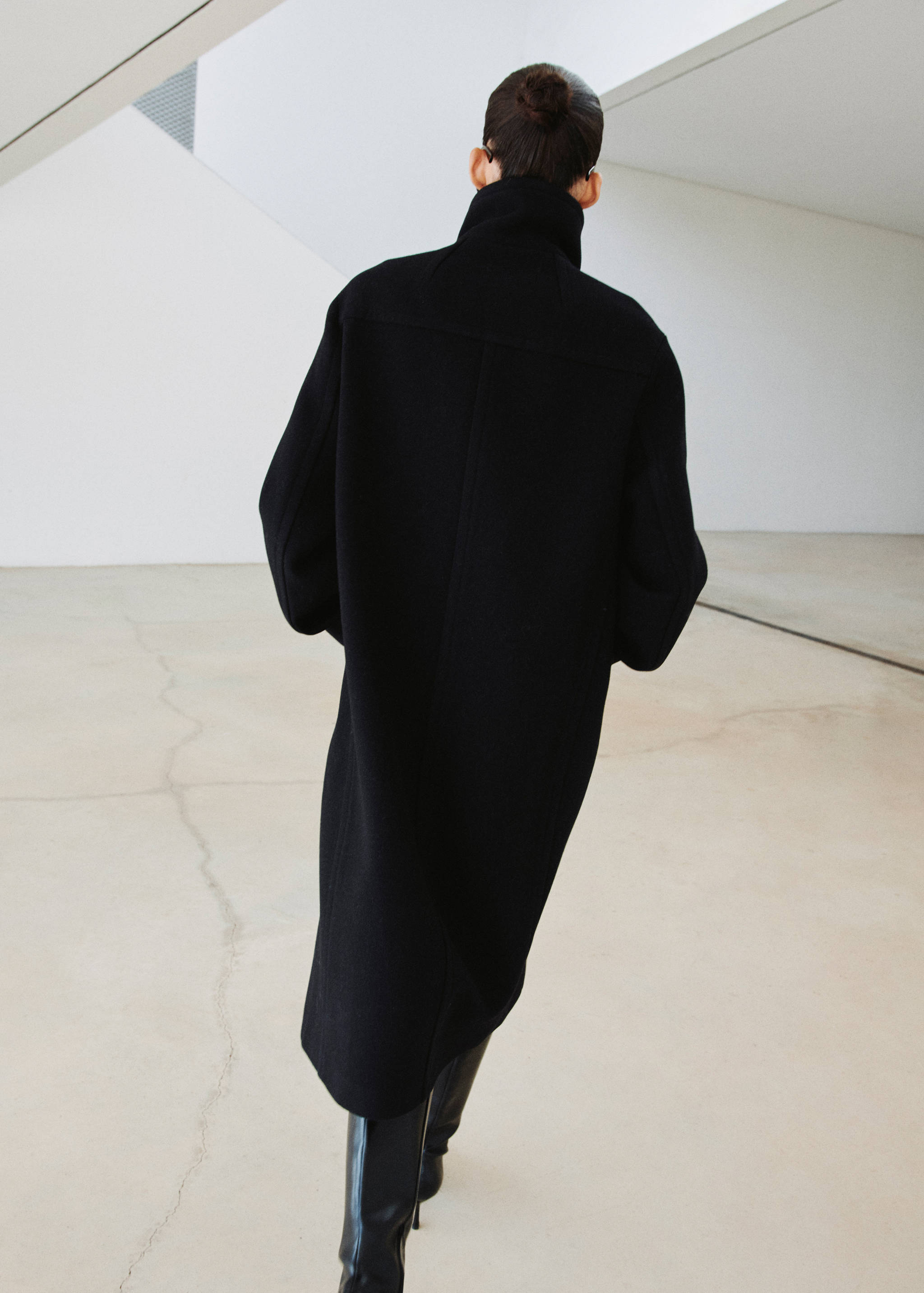 Manteau laine mélangée col cheminée - Verso de l’article