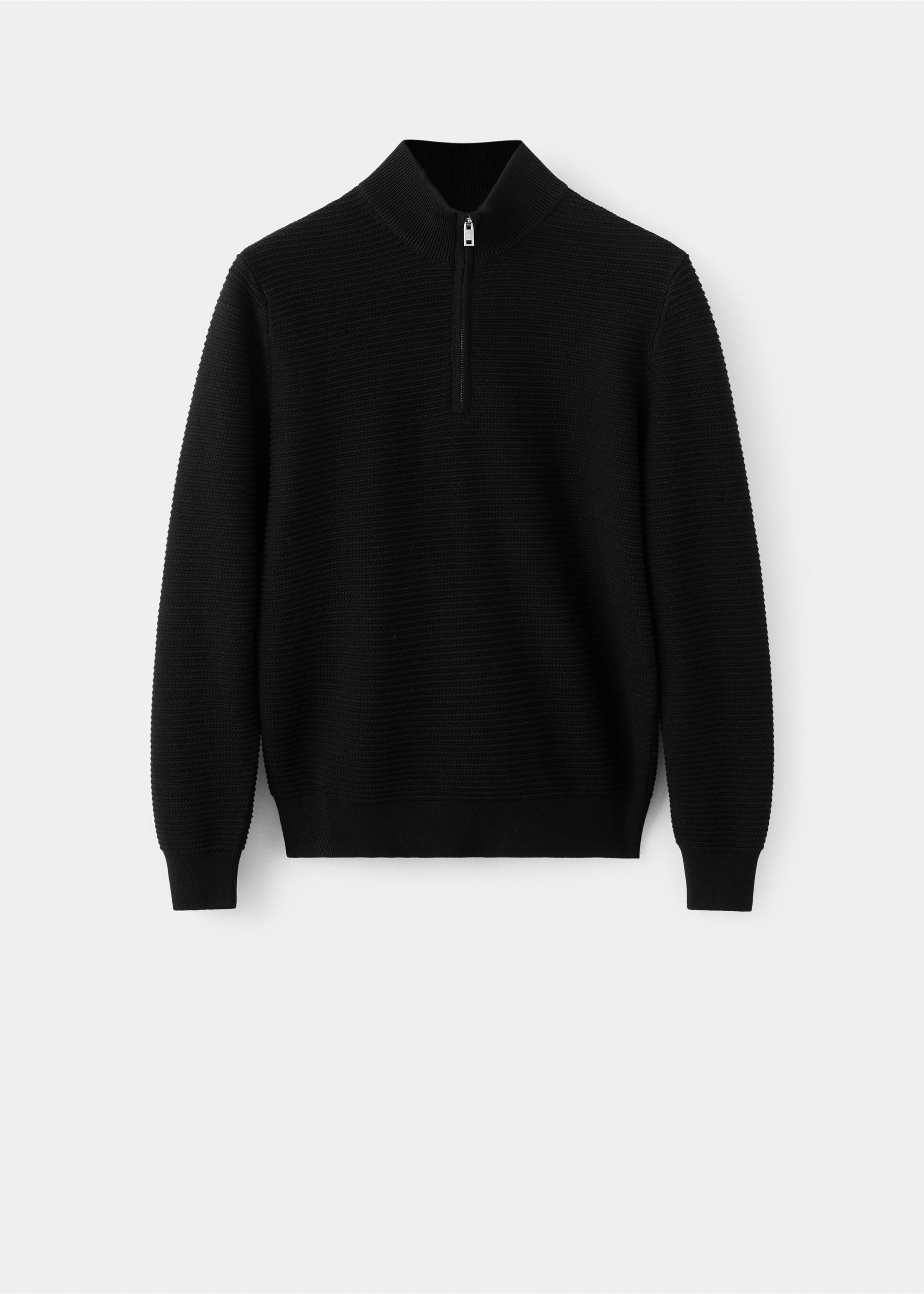 Jersey algodón cuello cremallera - Artículo sin modelo, Negro. Ref: 27031262-00.