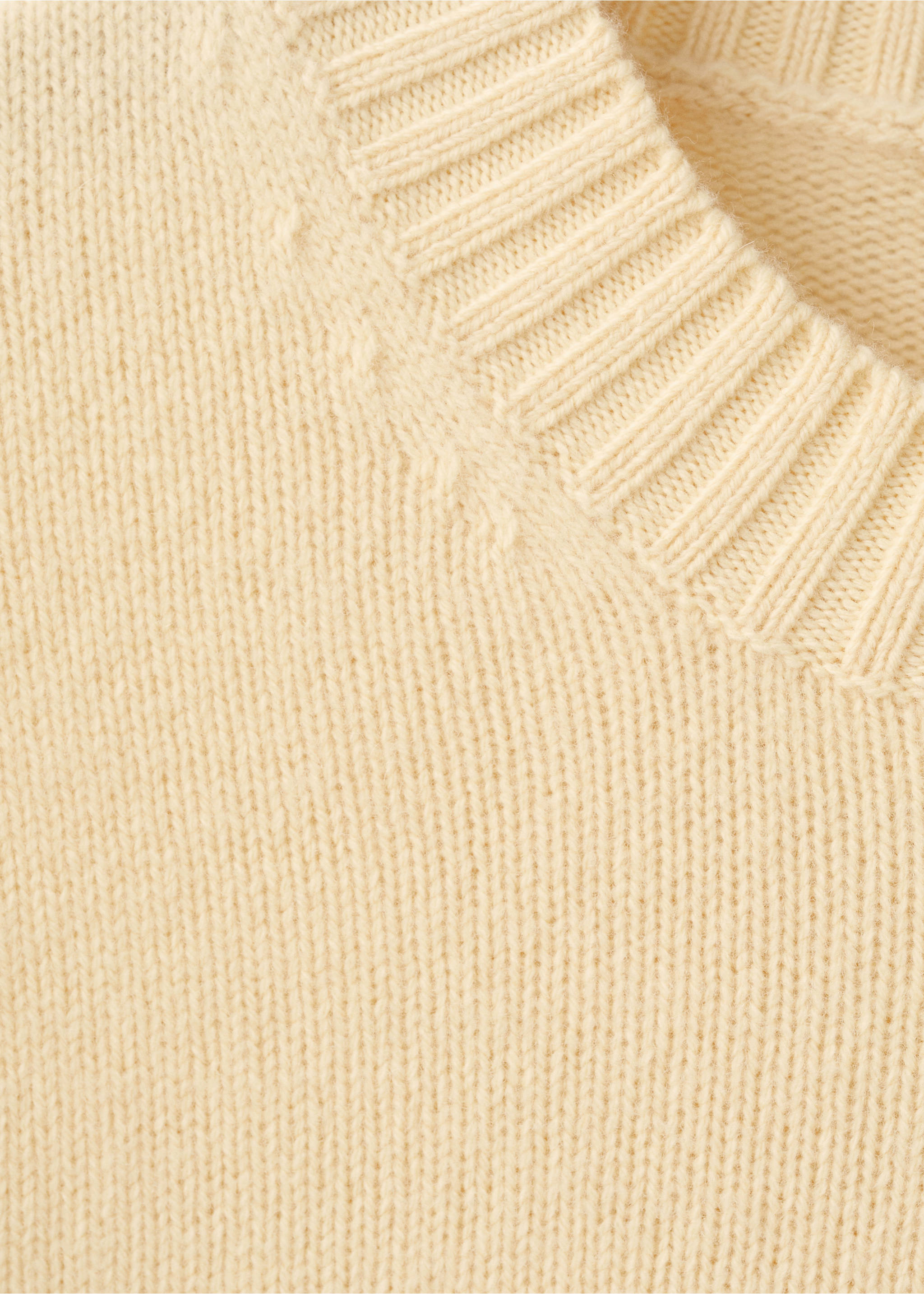 100% Italian wool knitted sweater - Details of the article 8, Pastel Yellow. Ref: 27031263-00.