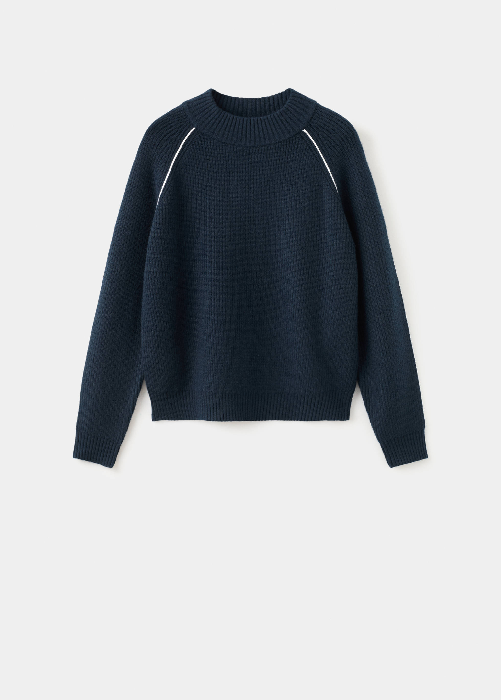 对比色条纹铂金斯领针织衫 - null