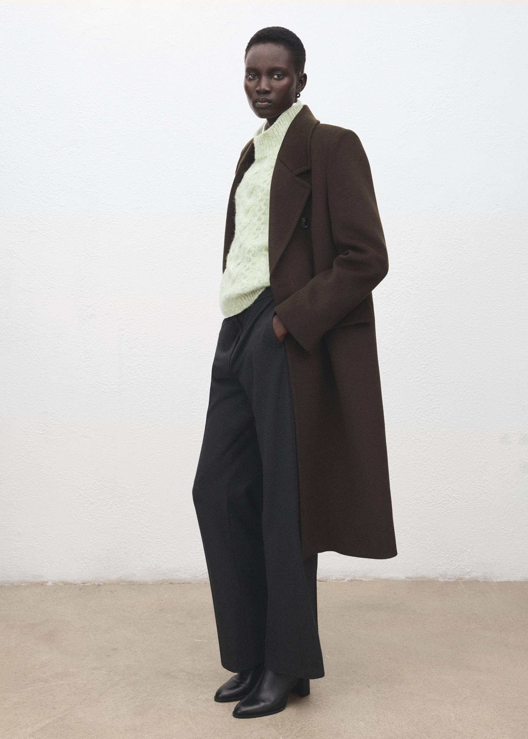 Braided sweater with perkins neck - General plane