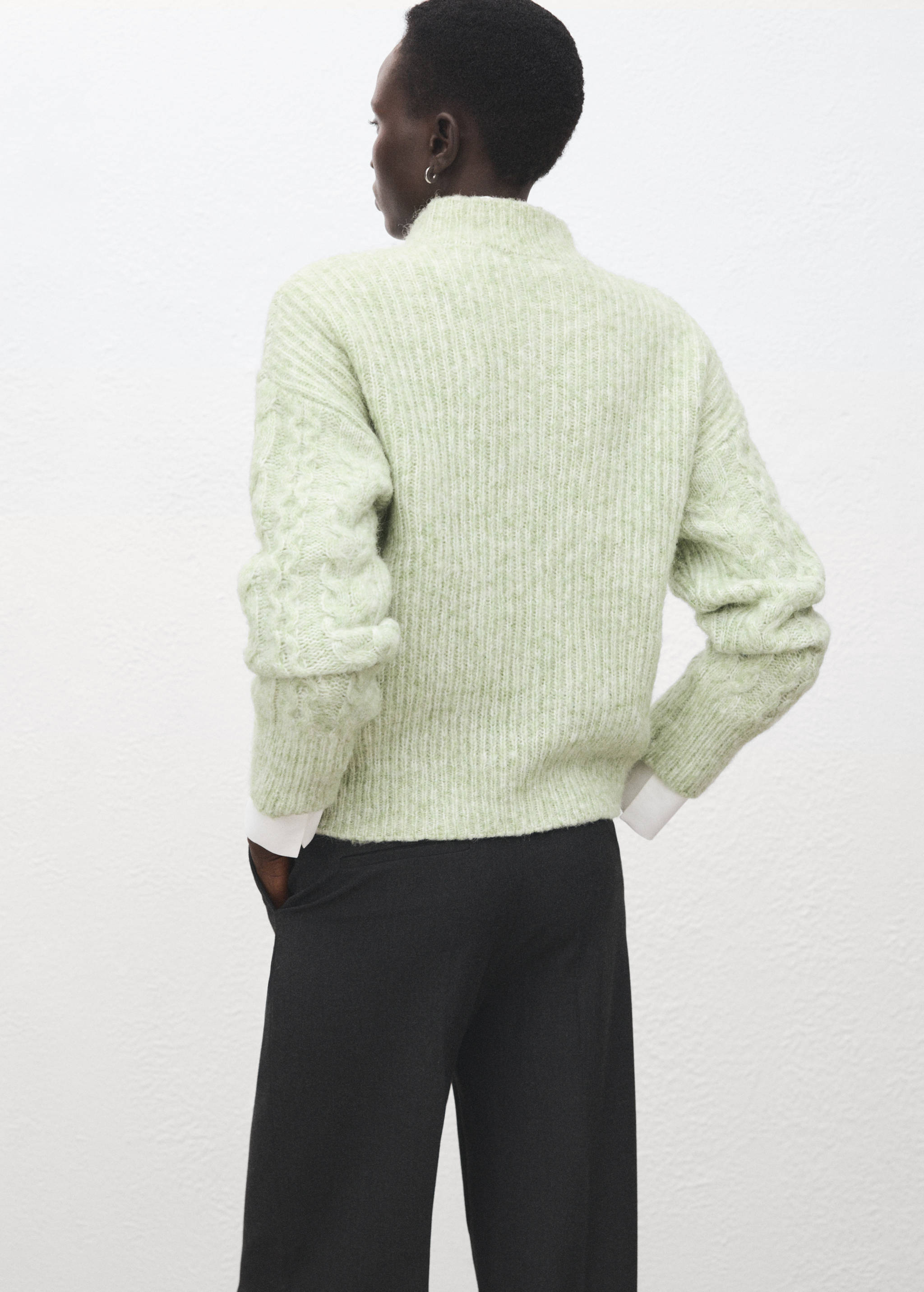 Braided sweater with perkins neck - Reverse of the article