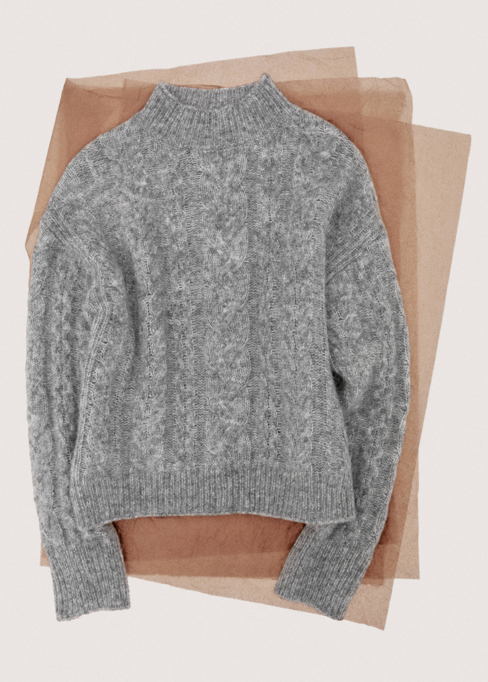 铂金斯领编织毛衣 - null