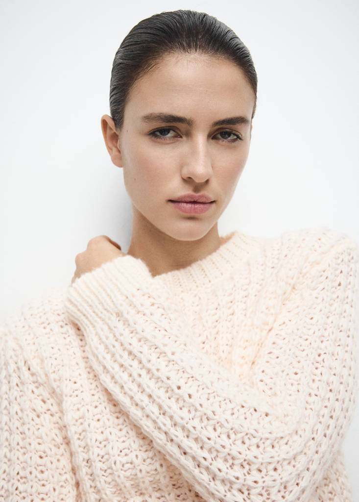 Openwork knit sweater — Ecru