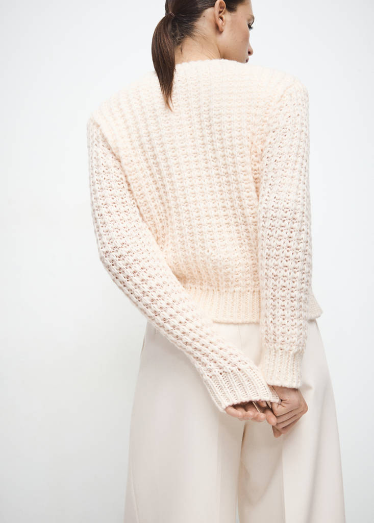 Openwork knit sweater — Ecru
