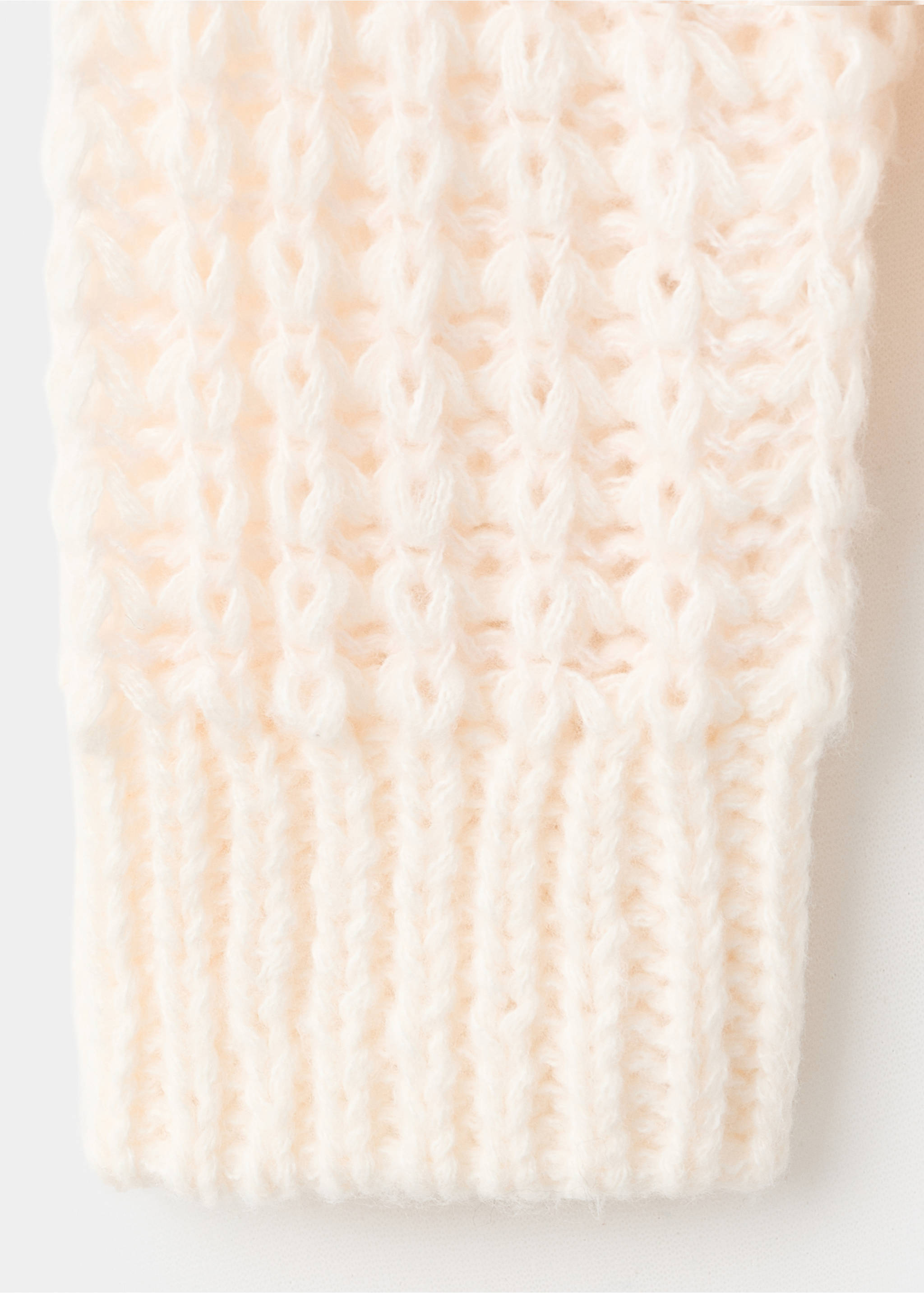 Openwork knit sweater - Details of the article 8, Ecru. Ref: 27031270-00.
