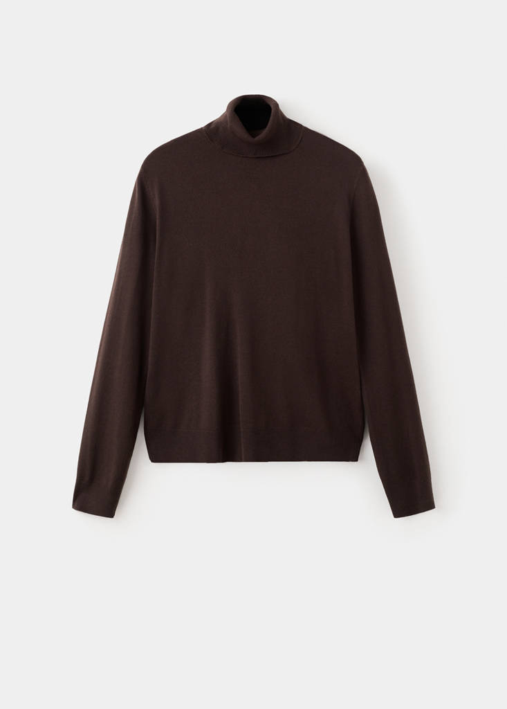 Turtleneck knitted sweater — Chocolate
