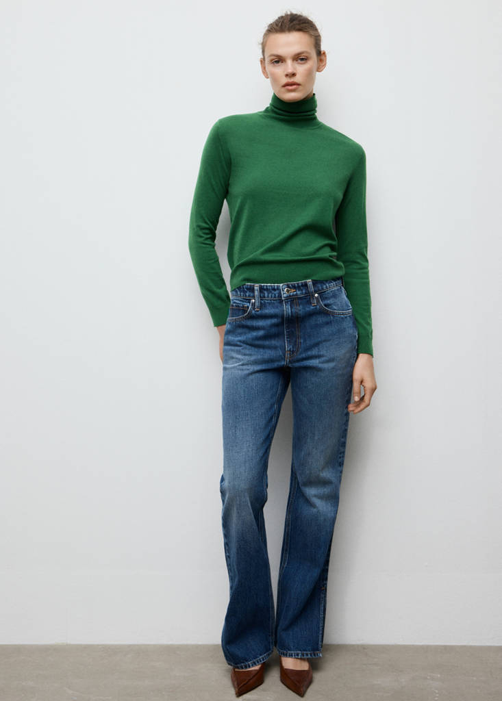 Turtleneck knitted sweater — Dark Green