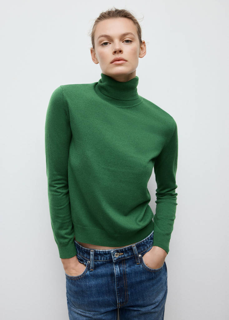 Turtleneck knitted sweater — Dark Green