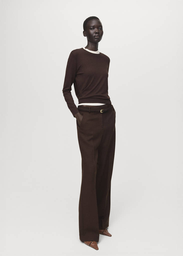 Fine-knit crew-neck sweater — Chocolate