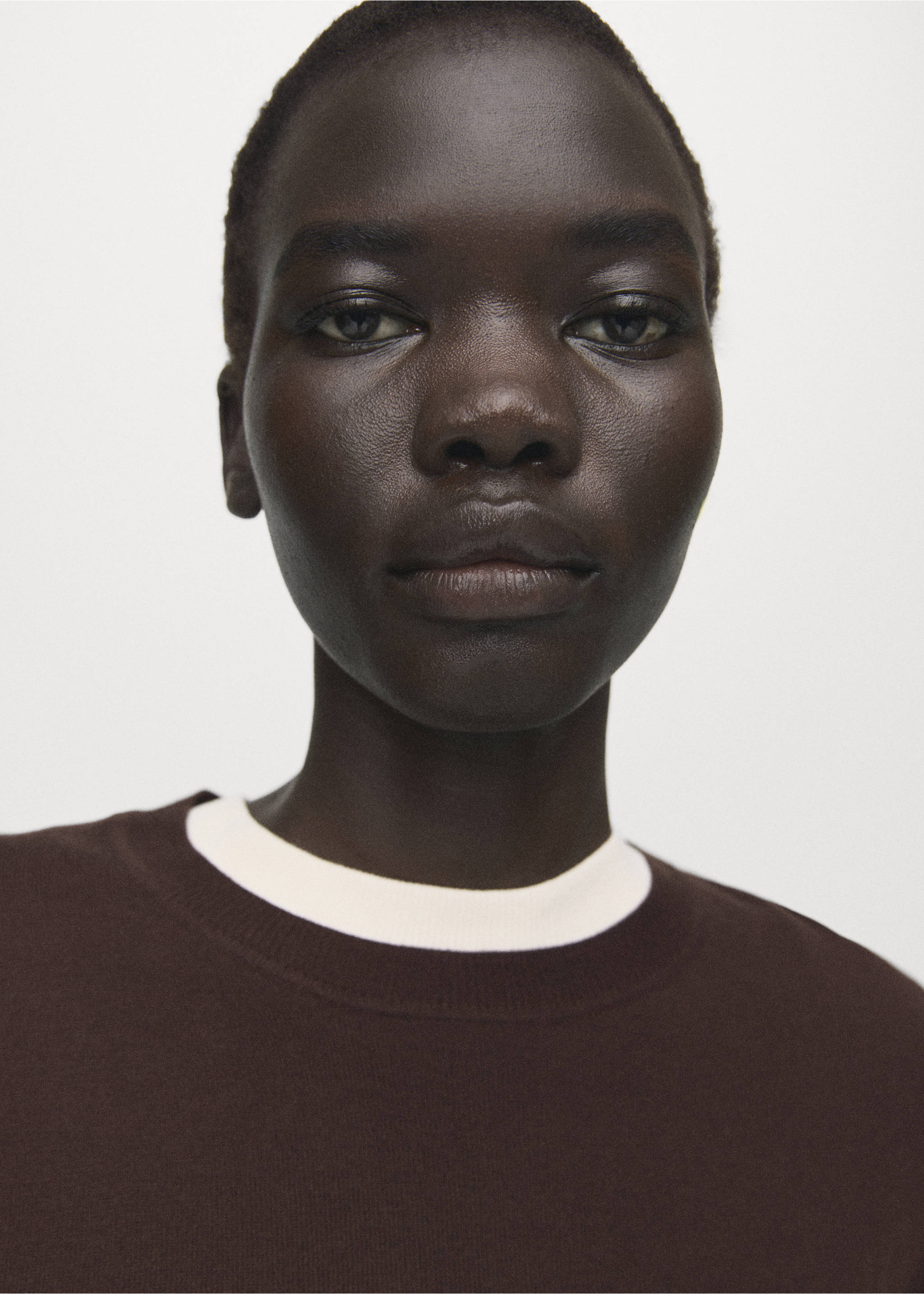 Fine-knit crew-neck sweater - Details of the article 1, Chocolate. Ref: 27031275-00.