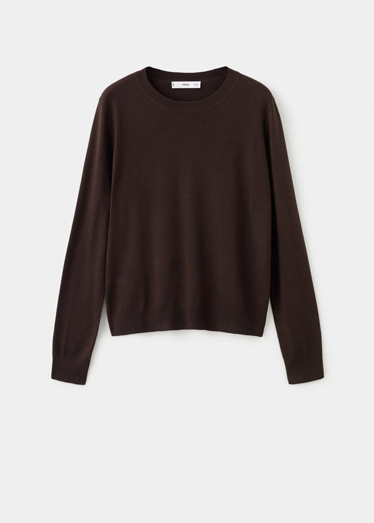 Fine-knit crew-neck sweater — Chocolate