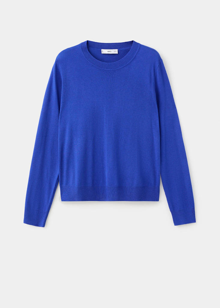 Fine-knit crew-neck sweater — Vibrant blue