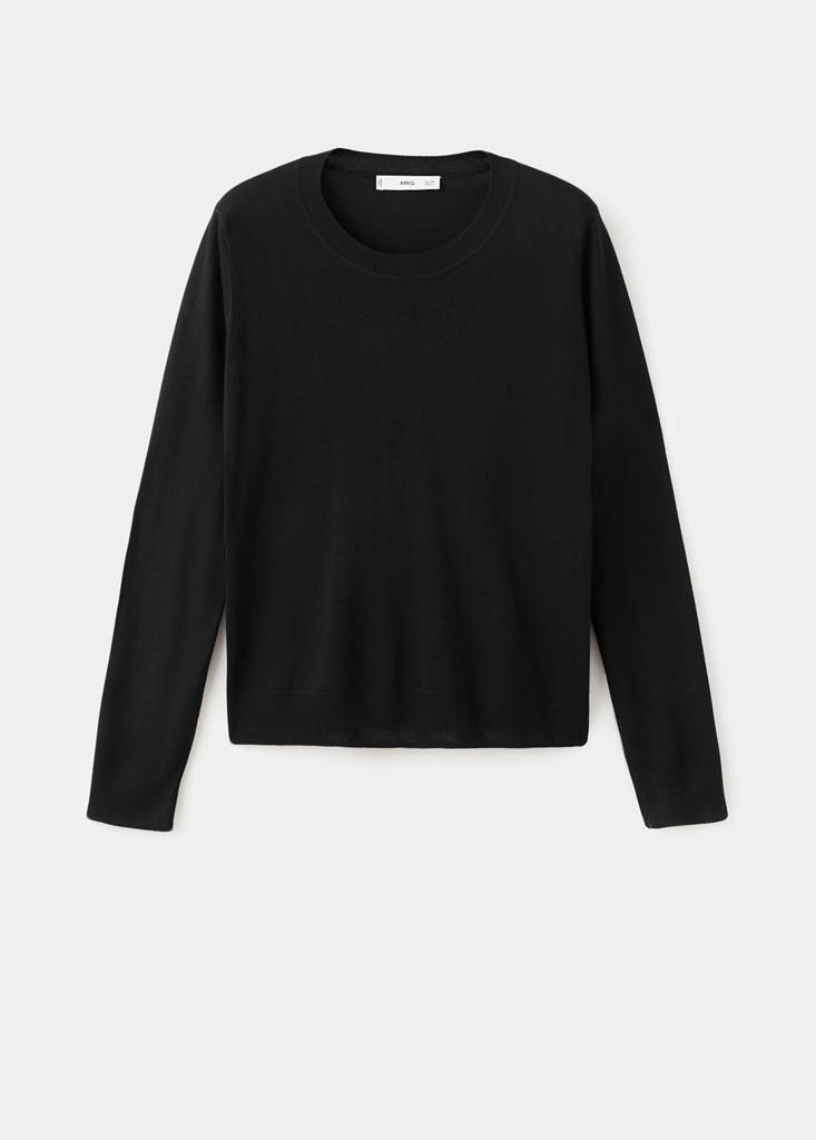 Fine-knit crew-neck sweater — Black
