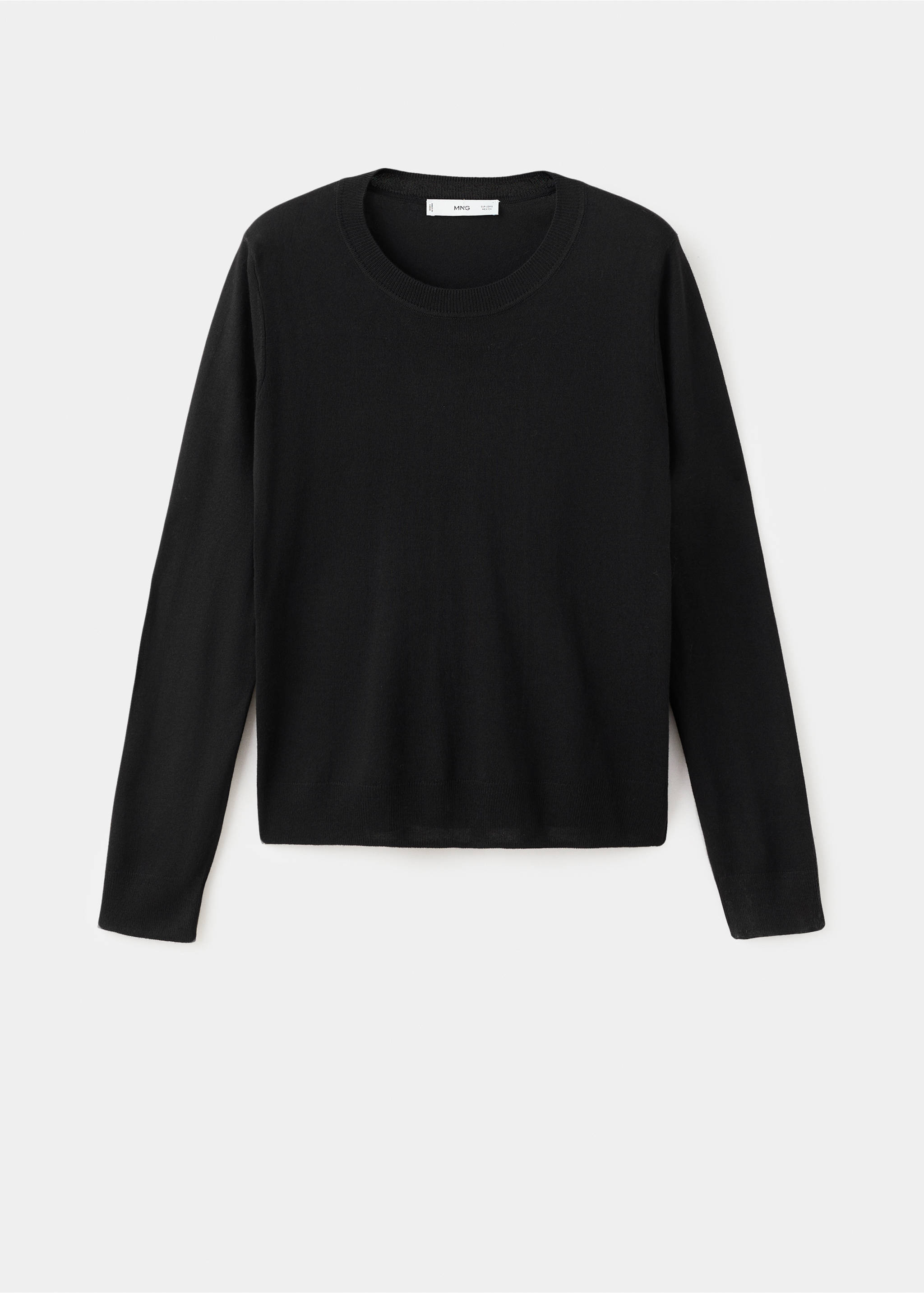Fine-knit crew-neck sweater - Article without model, Black. Ref: 27031275-00.