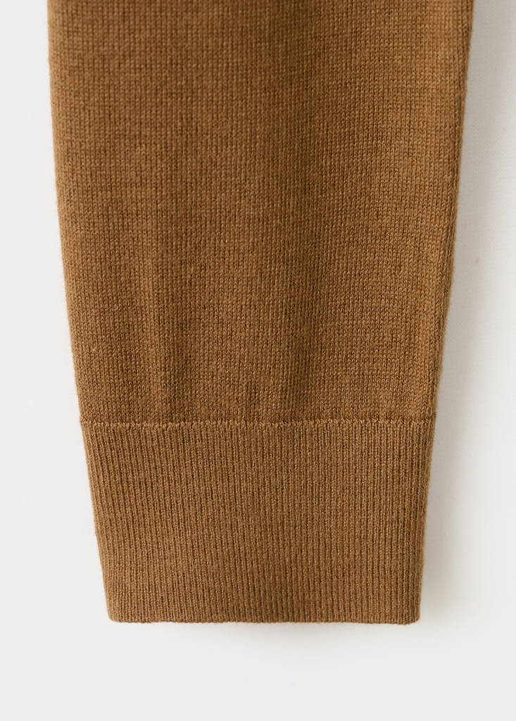 V-neck knit sweater — Tobacco Brown