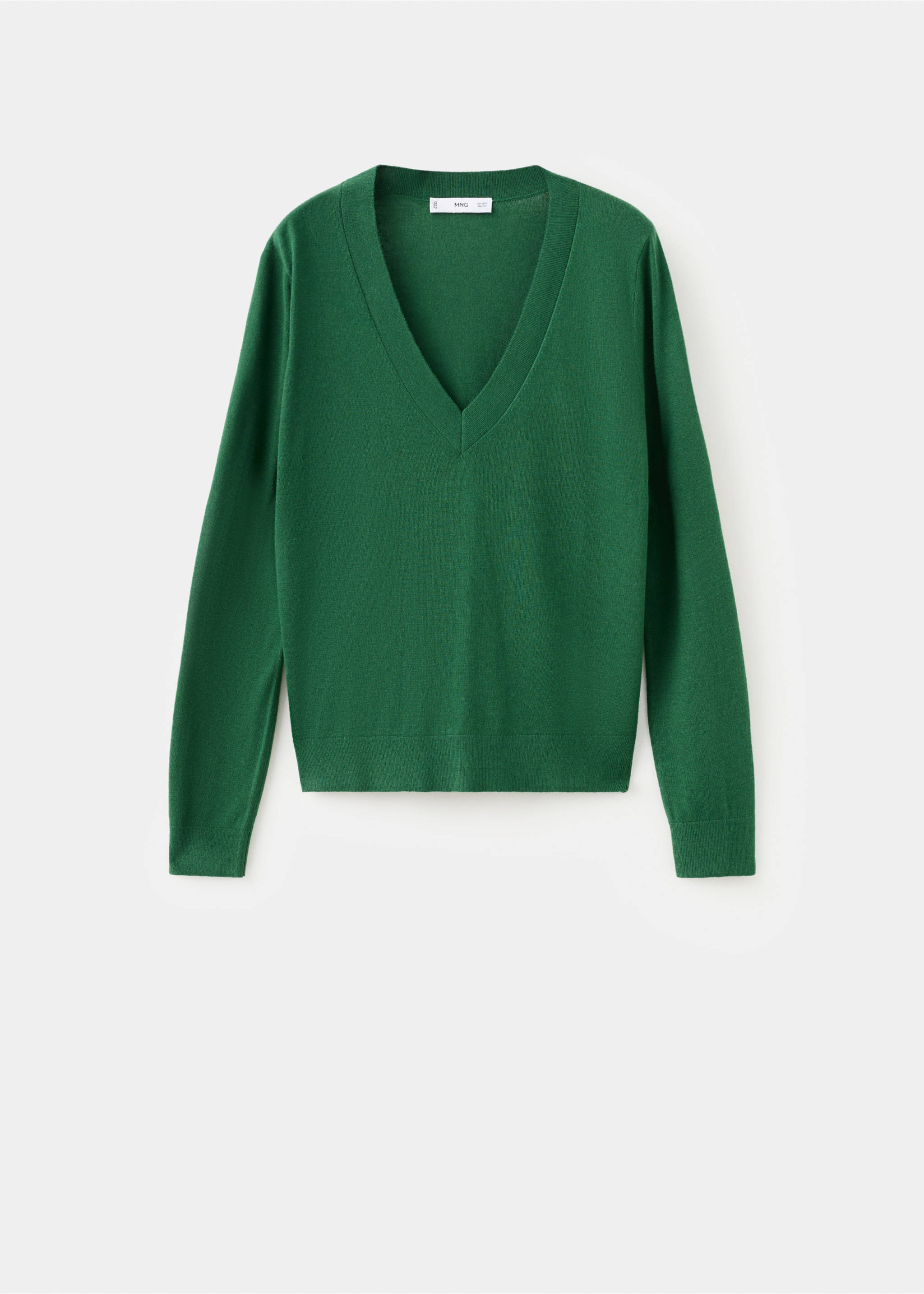 V-neck knit sweater - Article without model, Dark Green. Ref: 27031276-00.