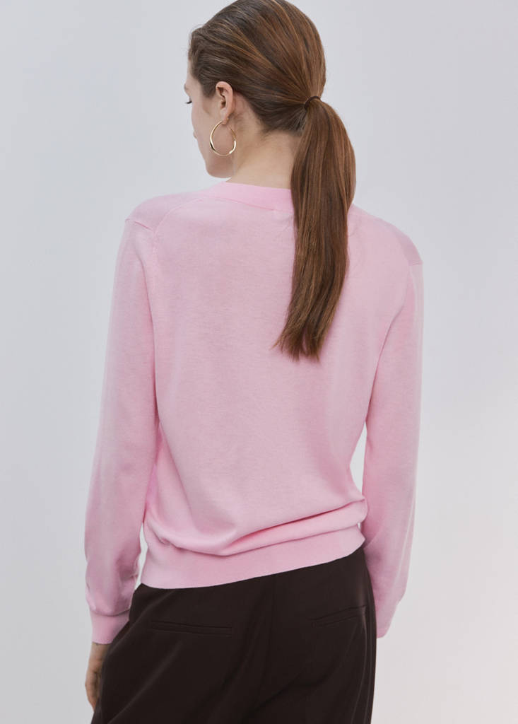 V-neck knit sweater — Pastel Pink