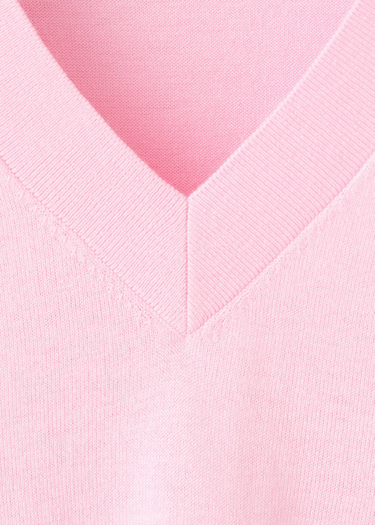 V-neck knit sweater — Pastel Pink