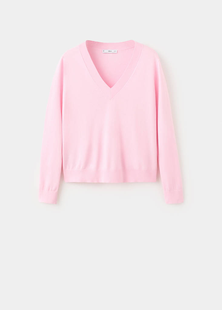 V-neck knit sweater — Pastel Pink