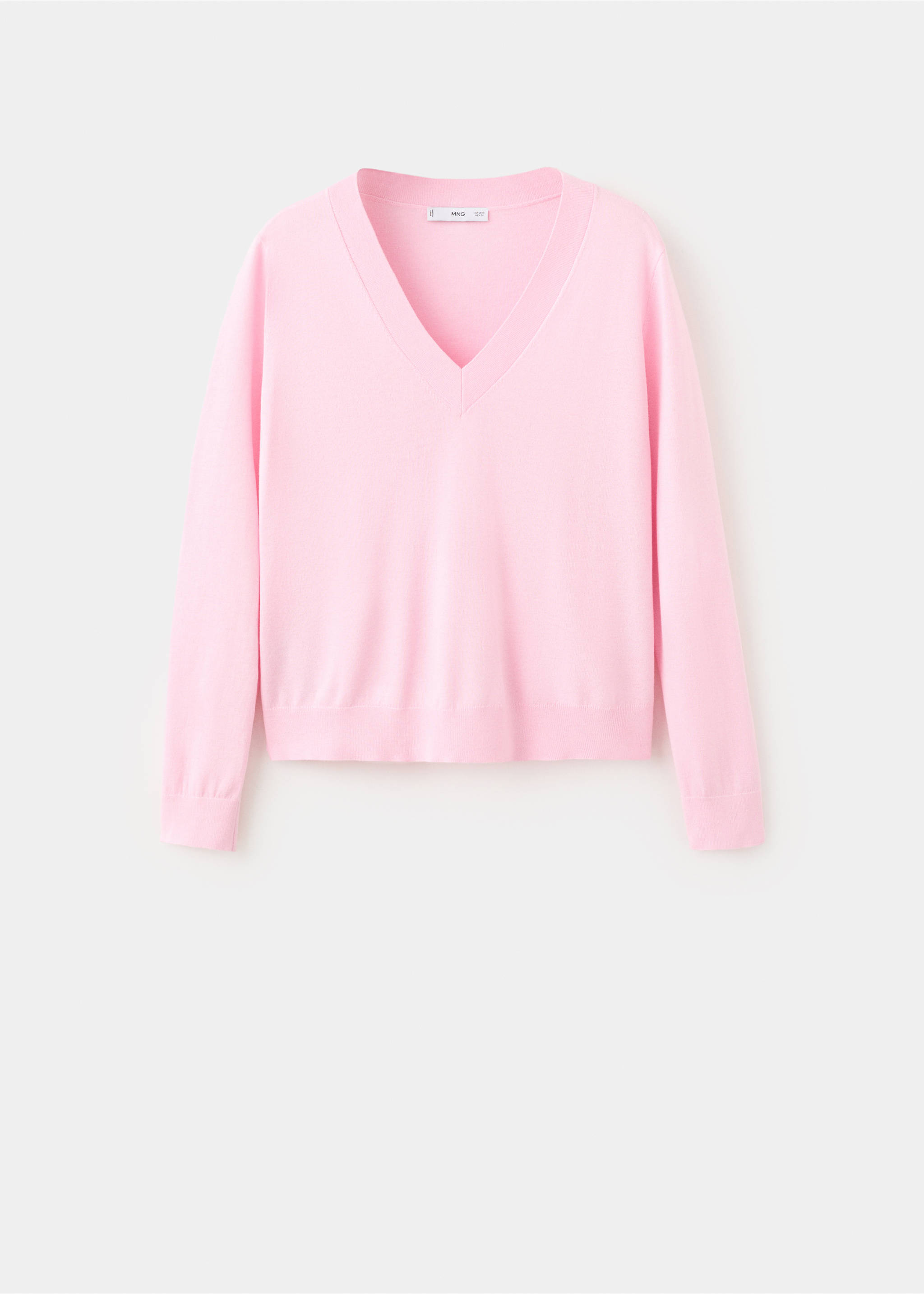 V-neck knit sweater - Article without model, Pastel Pink. Ref: 27031276-00.