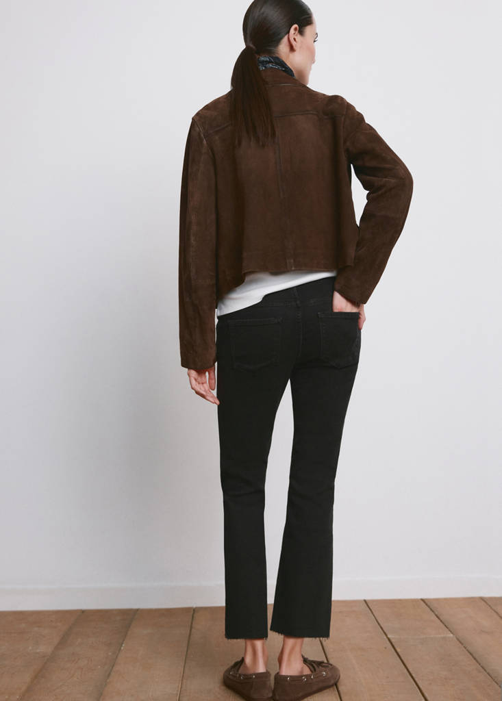 Maternity flared cropped jeans — Black denim