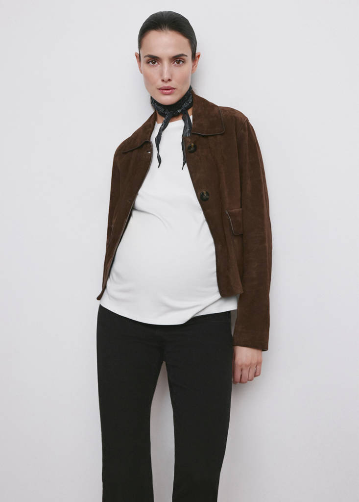 Maternity flared cropped jeans — Black denim