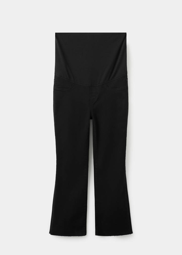 Maternity flared cropped jeans — Black denim