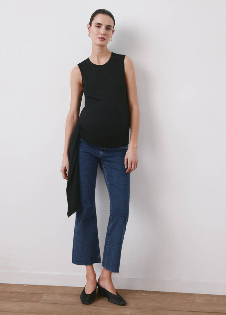 Maternity flared cropped jeans — Dark Blue