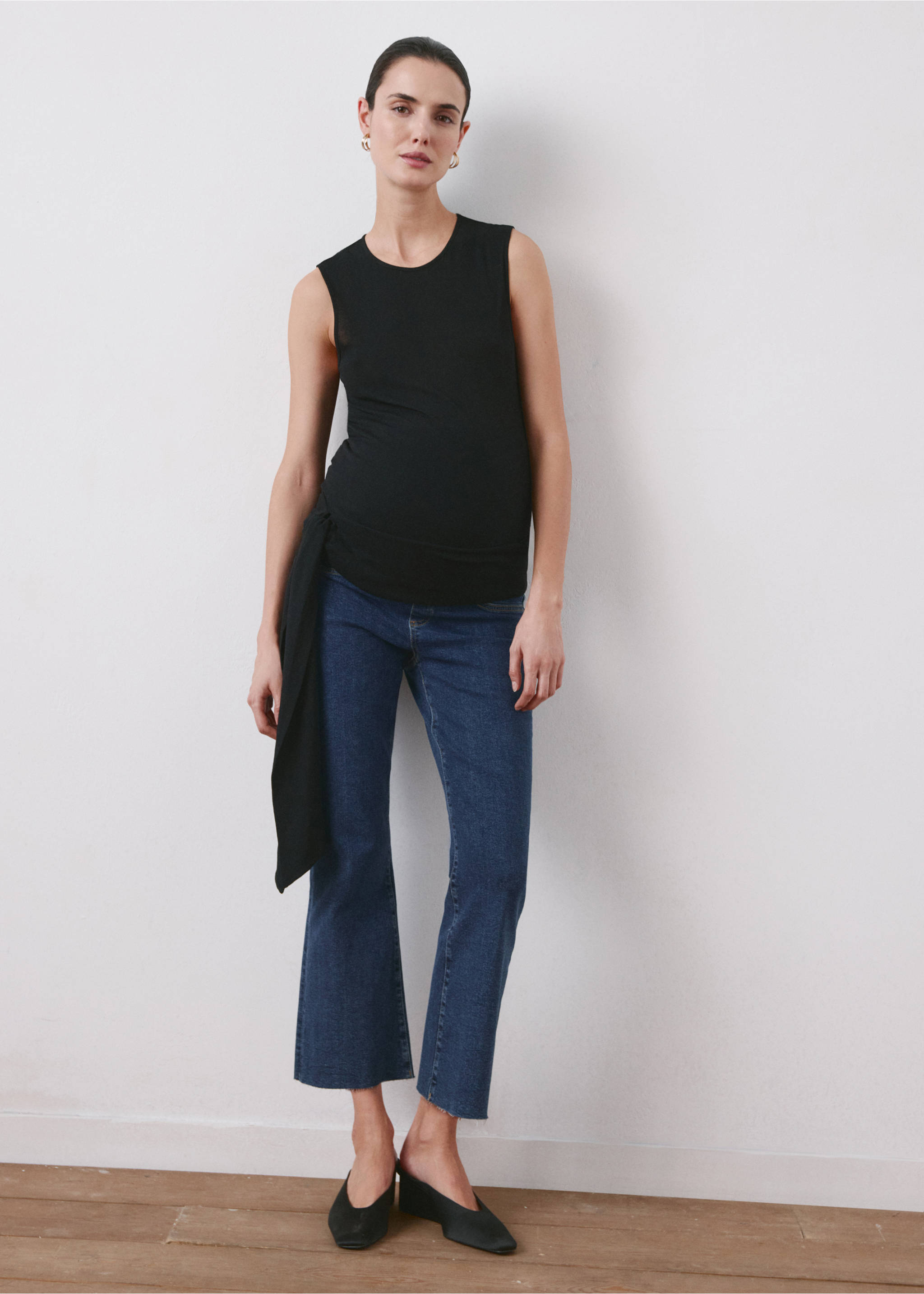 Maternity flared cropped jeans - General plane, Dark Blue. Ref: 27031281-00.