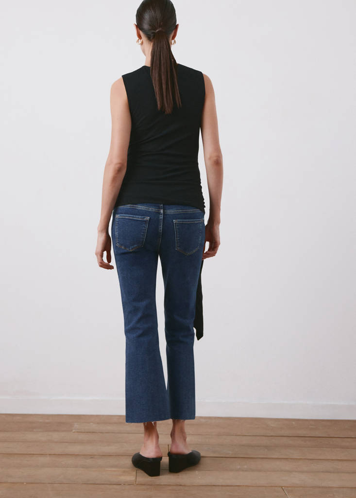 Maternity flared cropped jeans — Dark Blue