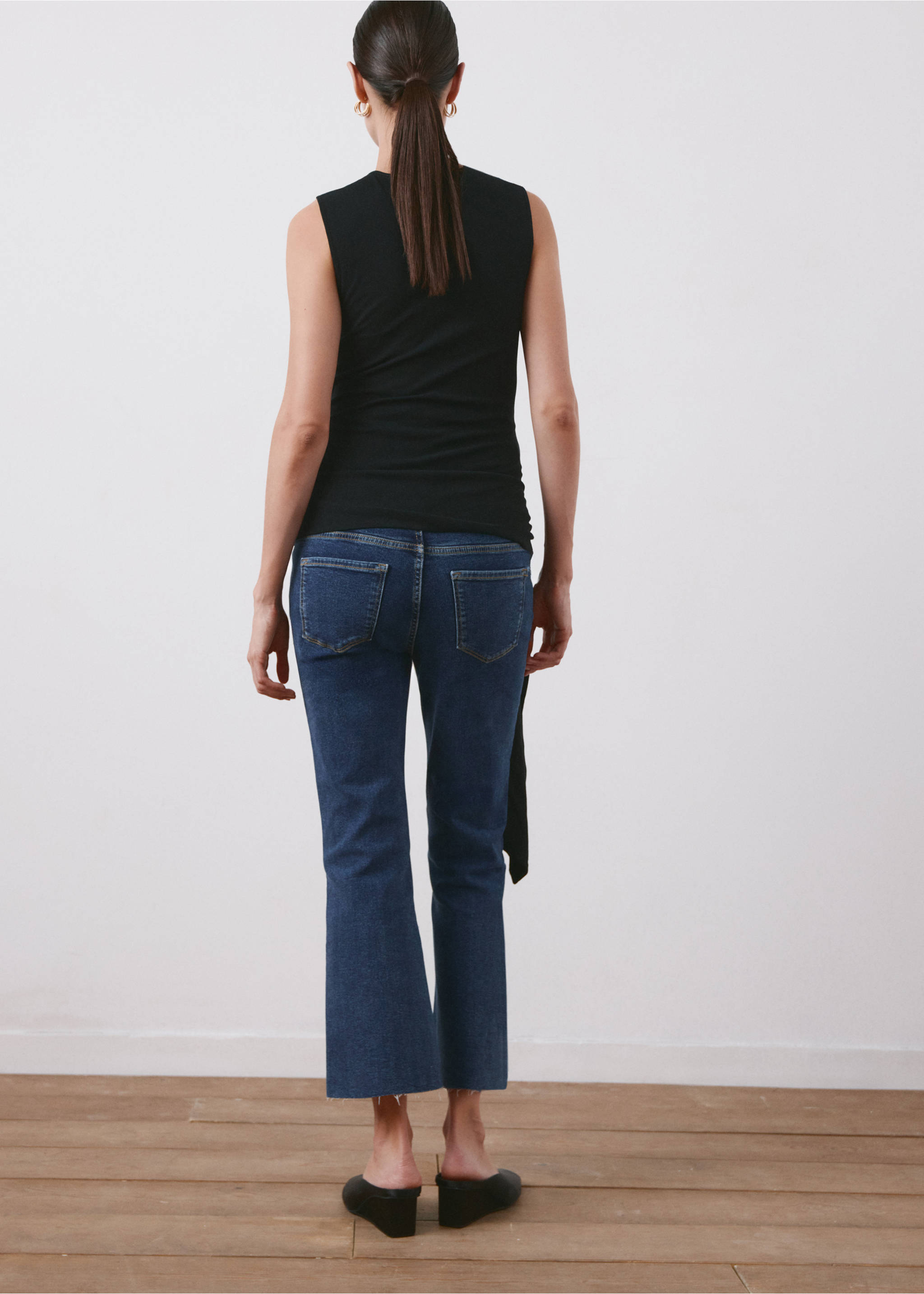 Maternity flared cropped jeans - Reverse of the article, Dark Blue. Ref: 27031281-00.