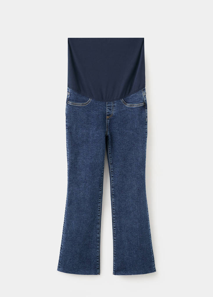 Maternity flared cropped jeans — Dark Blue