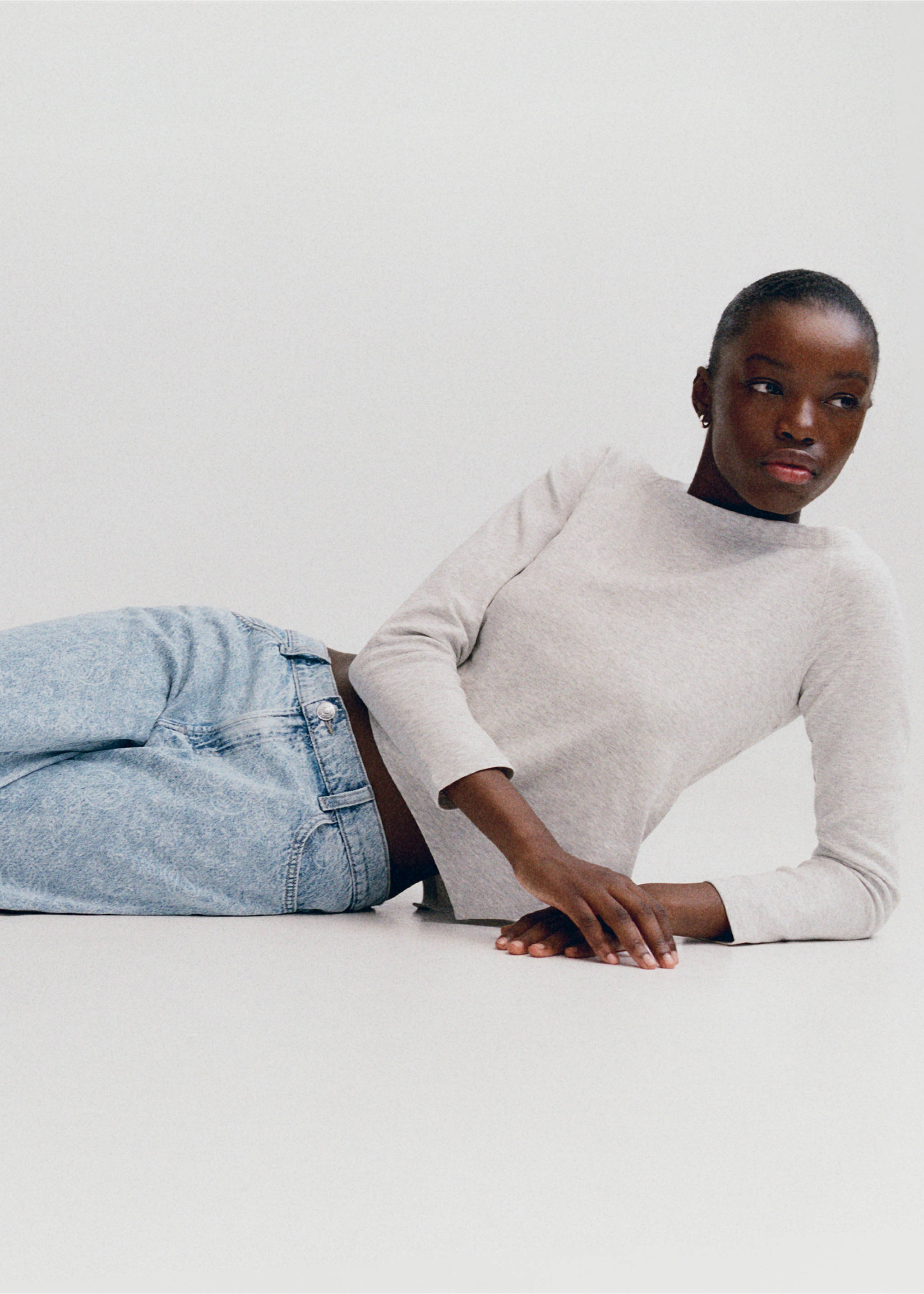 Wide leg paisley-print jeans - Details of the article 4, Light Blue. Ref: 27031282-00.