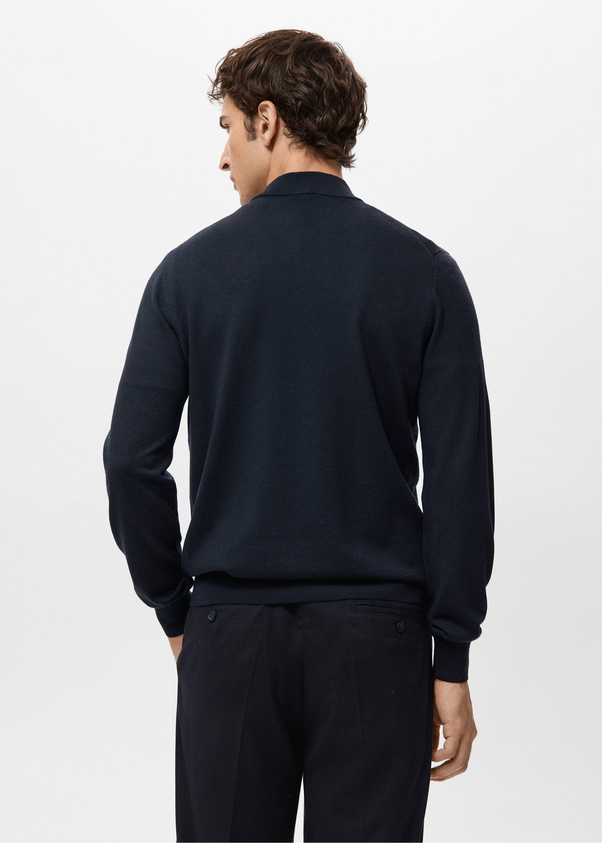 Jersey 100% lana cuello alto - Reverso del artículo, Azul marino. Ref: 27031287-00.