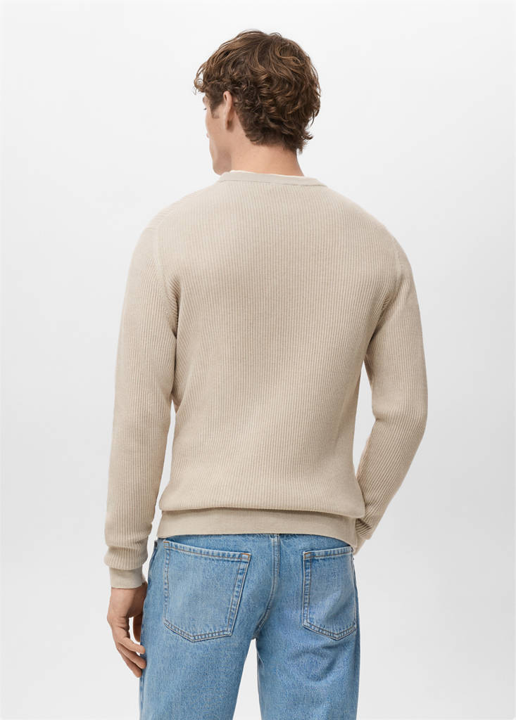 Fine rib-knit cotton sweater — Beige