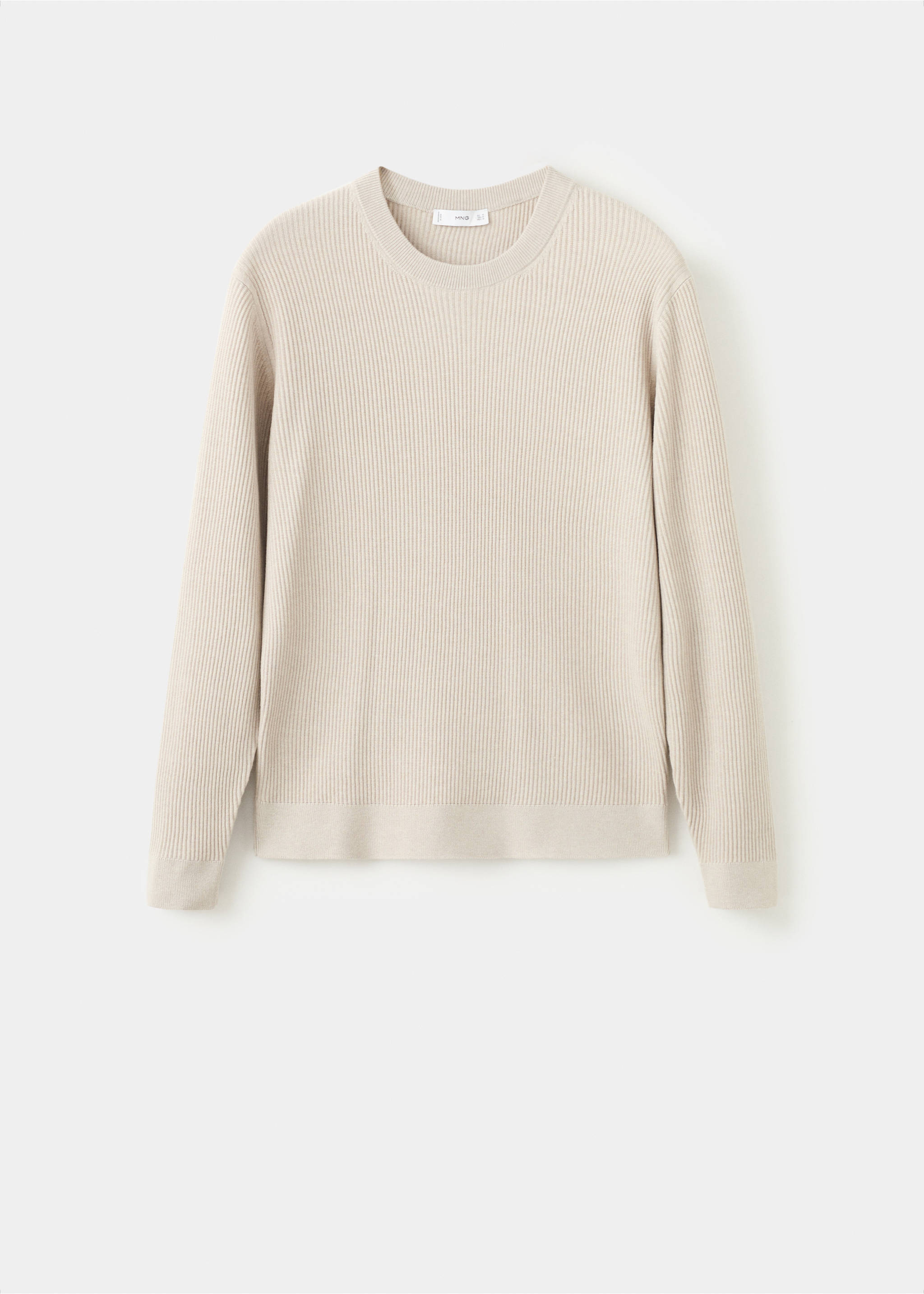 Fine rib-knit cotton sweater - Article without model, Beige. Ref: 27031288-00.