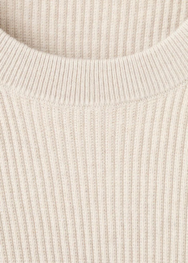 Fine rib-knit cotton sweater — Beige