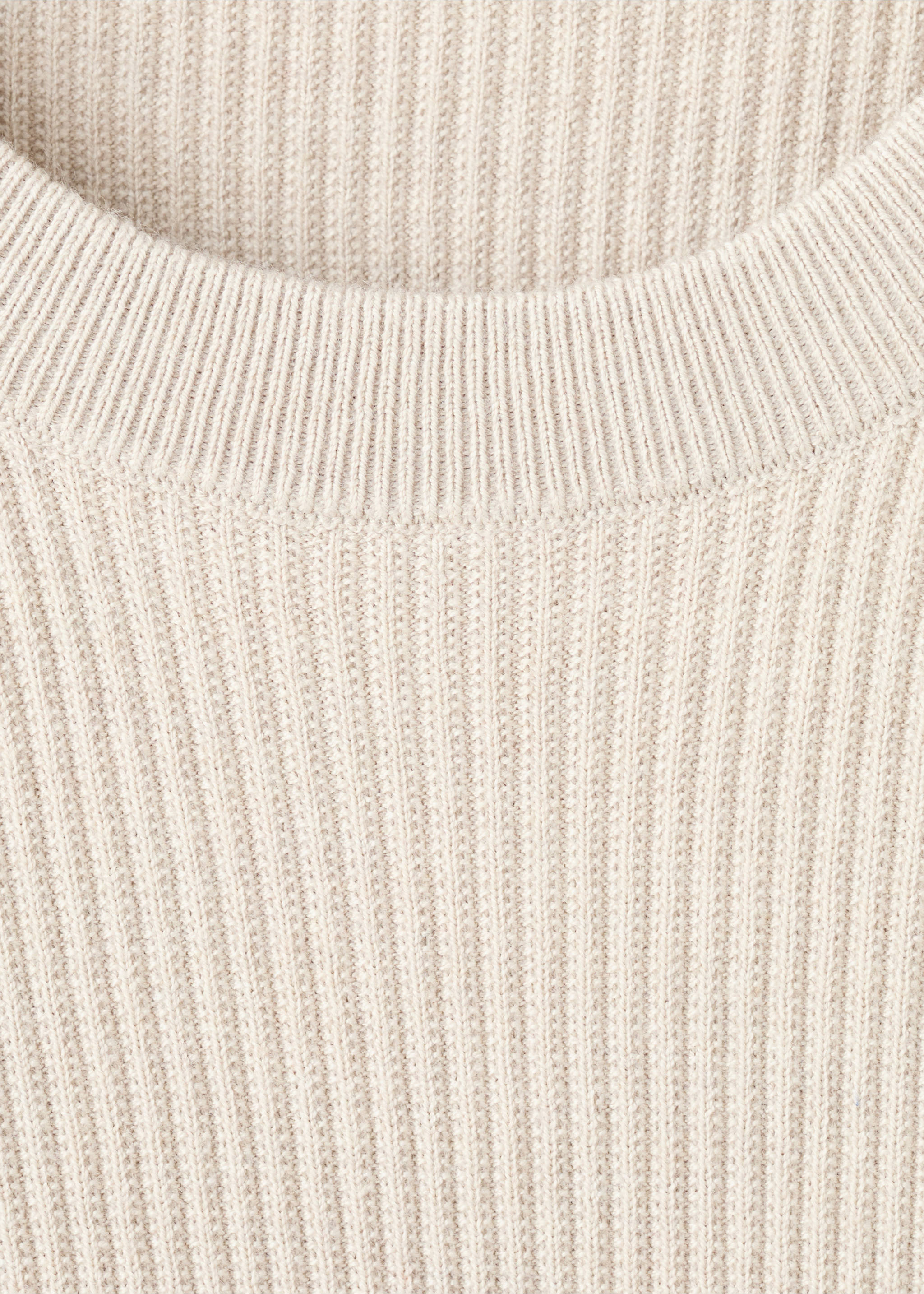 Fine rib-knit cotton sweater - Details of the article 8, Beige. Ref: 27031288-00.